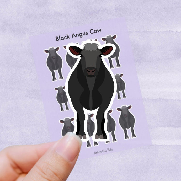 Black Angus Cow vinyl sticker sheet