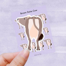 Load image into Gallery viewer, Brown Swiss Cow vinyl sticker sheet
