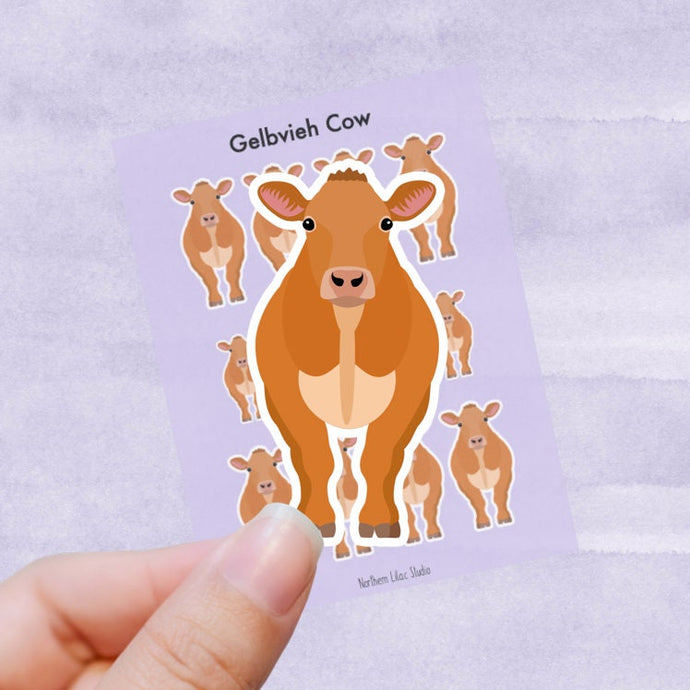 Gelbvieh Cow vinyl sticker sheet