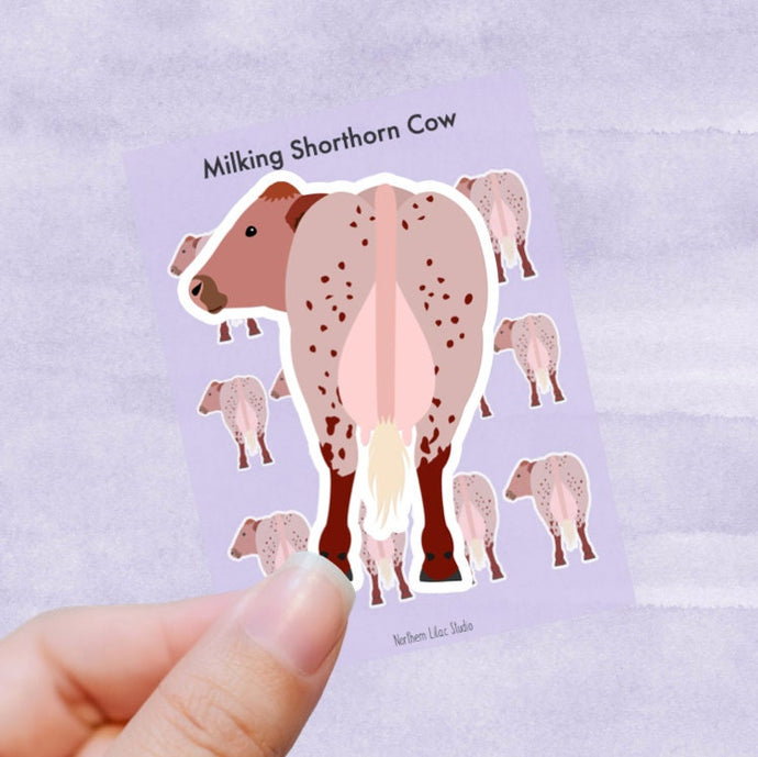 Milking Shorthorn Cow vinyl sticker sheet