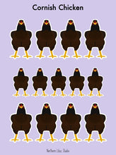 Load image into Gallery viewer, Cornish chicken vinyl sticker sheet
