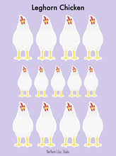 Load image into Gallery viewer, Leghorn chicken vinyl sticker sheet
