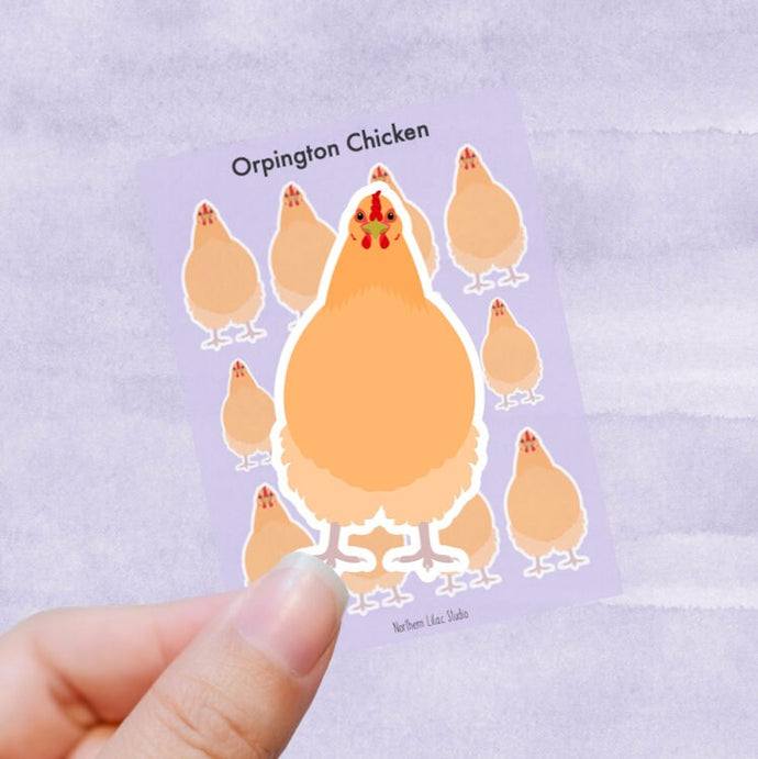 Orpington chicken vinyl sticker sheet