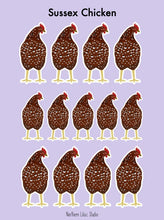 Load image into Gallery viewer, Sussex chicken vinyl sticker sheet
