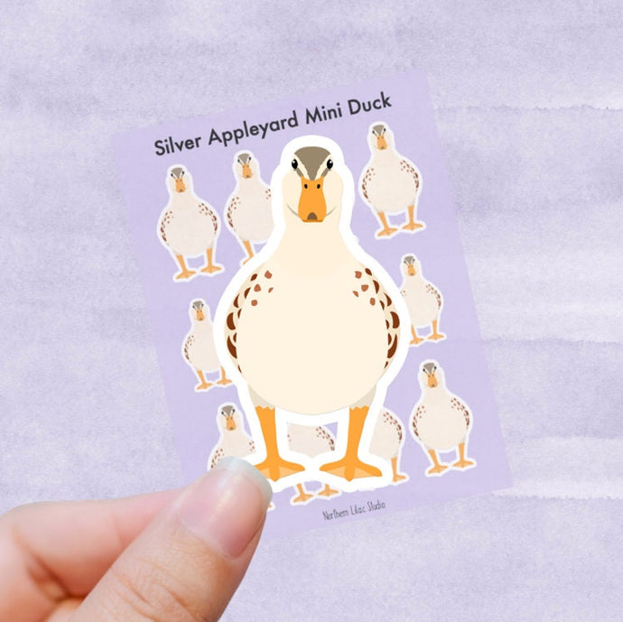 Silver Appleyard Mini duck vinyl sticker sheet