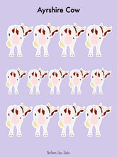 Load image into Gallery viewer, Ayrshire Cow vinyl sticker sheet
