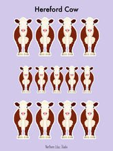 Load image into Gallery viewer, Hereford Cow vinyl sticker sheet
