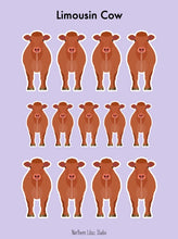 Load image into Gallery viewer, Limousin Cow vinyl sticker sheet
