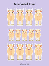 Load image into Gallery viewer, Simmental Cow vinyl sticker sheet
