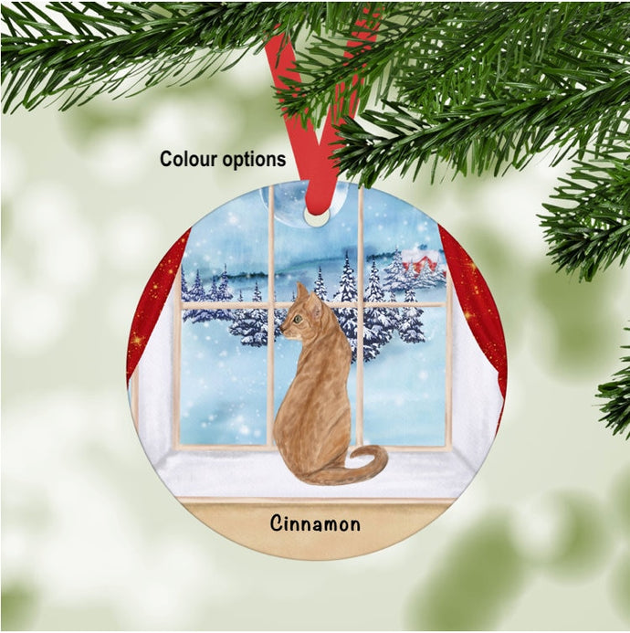 Abyssinian Cat ornament personalized