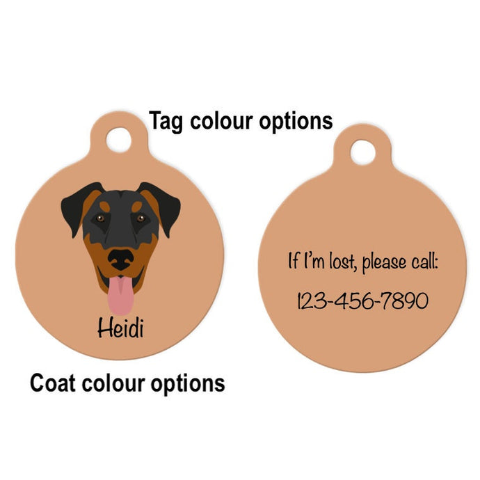 Doberman Pinscher (natural ears) ID Tag Personalized