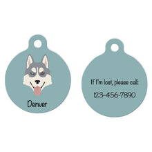 Load image into Gallery viewer, Siberian Husky (blue/brown eyes) ID Tag Personalized
