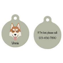 Load image into Gallery viewer, Siberian Husky (blue/brown eyes) ID Tag Personalized
