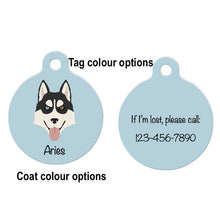 Load image into Gallery viewer, Siberian Husky (blue/brown eyes) ID Tag Personalized
