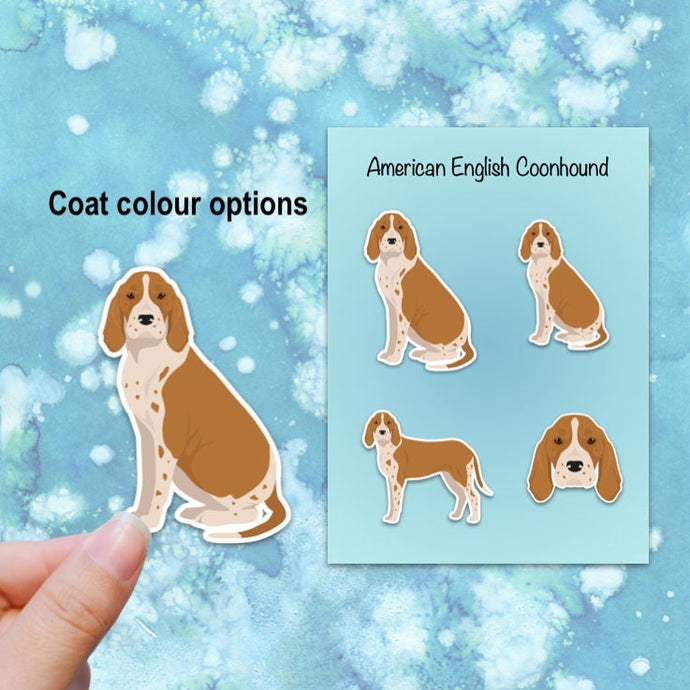 American English Coonhound Vinyl Stickers Set