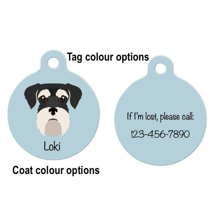 Schnauzer-miniature (natural ears) ID Tag Personalized