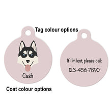 Load image into Gallery viewer, Siberian Husky (blue eyes) ID Tag Personalized
