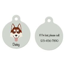 Load image into Gallery viewer, Siberian Husky (blue eyes) ID Tag Personalized
