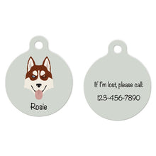 Load image into Gallery viewer, Siberian Husky (blue/brown eyes) ID Tag Personalized
