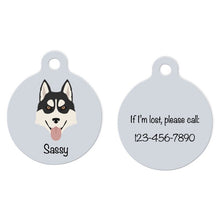 Load image into Gallery viewer, Siberian Husky (brown eyes) ID Tag Personalized
