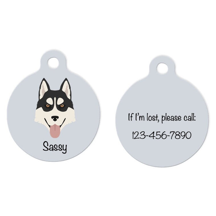 Siberian Husky (brown eyes) ID Tag Personalized