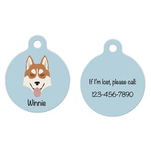 Load image into Gallery viewer, Siberian Husky (brown eyes) ID Tag Personalized
