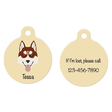 Load image into Gallery viewer, Siberian Husky (brown eyes) ID Tag Personalized
