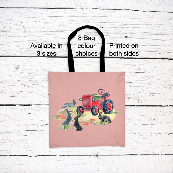 Rabbits and Tractor Tote Bag