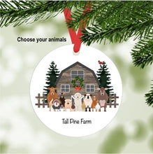 Load image into Gallery viewer, Farm Christmas Ornament (brown barn without snow) personalized
