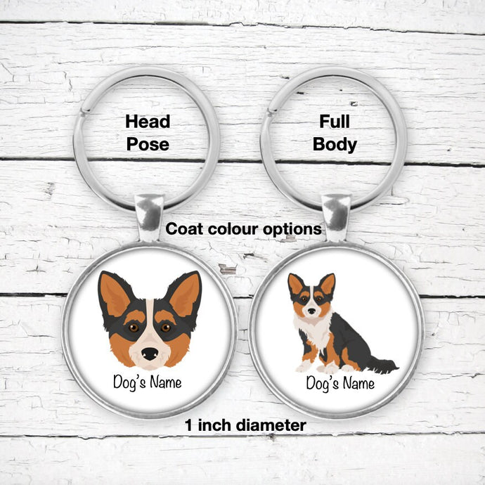 Corgipoo (Corgi/Poodle mix) keychain personalized