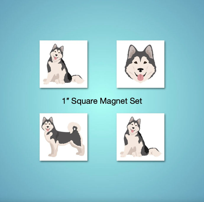 Alaskan Malamute 1 inch magnet set