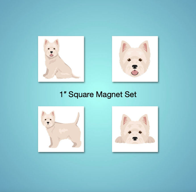 West Highland White Terrier 1 inch magnet set