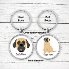 Load image into Gallery viewer, English Mastiff bezel keychain personalized
