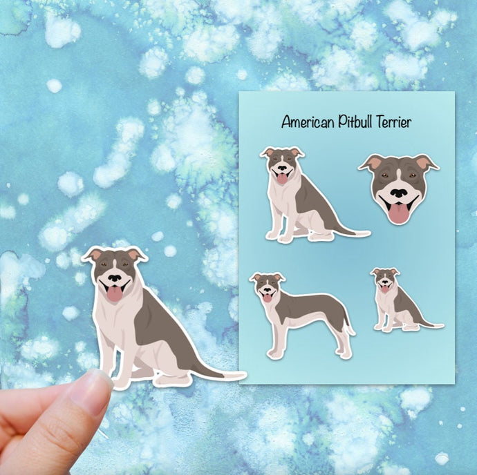 American Pit Bull Terrier (natural ears) Vinyl Sticker Set