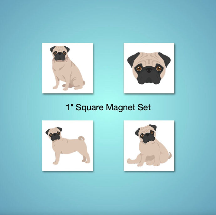 Pug 1 inch magnet set