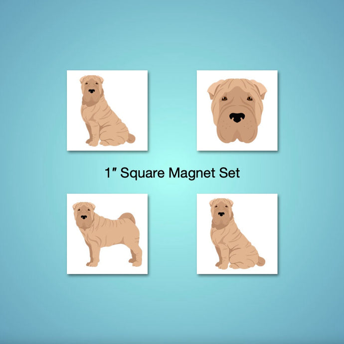 Shar Pei 1 inch magnet set