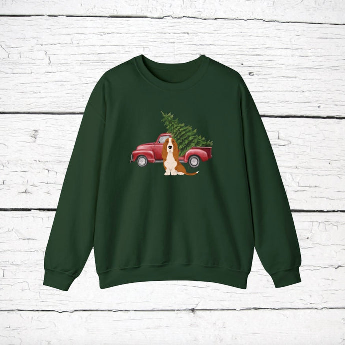 Basset Hound Red Truck Sweatshirt