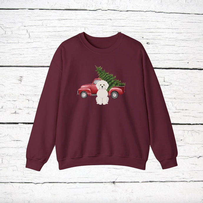 Bichon Frise Red Truck Sweatshirt