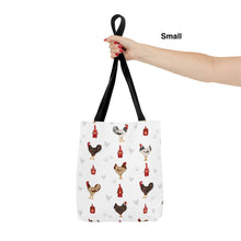 Load image into Gallery viewer, Sussex Chicken pattern tote bag - chicken tote bag - farm animal carry bag
