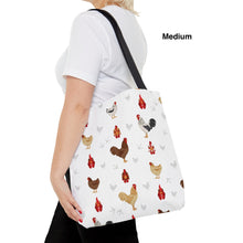 Load image into Gallery viewer, Plymouth Rock Chicken pattern tote bag - chicken tote bag - farm animal carry bag
