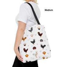 Load image into Gallery viewer, Polish Chicken pattern tote bag - chicken tote bag - farm animal carry bag
