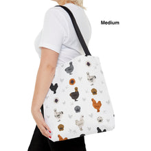 Load image into Gallery viewer, Silkie Chicken pattern tote bag - chicken tote bag - farm animal carry bag
