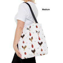 Load image into Gallery viewer, Sussex Chicken pattern tote bag - chicken tote bag - farm animal carry bag
