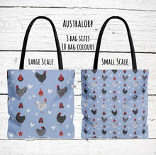 Load image into Gallery viewer, Australorp Chicken pattern tote bag - chicken tote bag - farm animal carry bag
