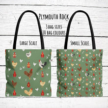 Load image into Gallery viewer, Plymouth Rock Chicken pattern tote bag - chicken tote bag - farm animal carry bag
