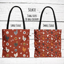 Load image into Gallery viewer, Silkie Chicken pattern tote bag - chicken tote bag - farm animal carry bag
