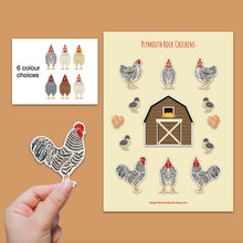 Load image into Gallery viewer, Plymouth Rock chicken sticker set - chicken sticker sheets - chicken breed stickers
