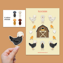 Load image into Gallery viewer, Polish chicken sticker set - chicken sticker sheets - chicken breed stickers
