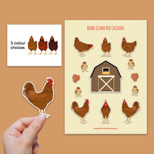 Load image into Gallery viewer, Rhode Island Red chicken sticker set - chicken sticker sheets - chicken breed stickers
