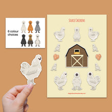 Load image into Gallery viewer, Silkie chicken sticker set - chicken sticker sheets - chicken breed stickers
